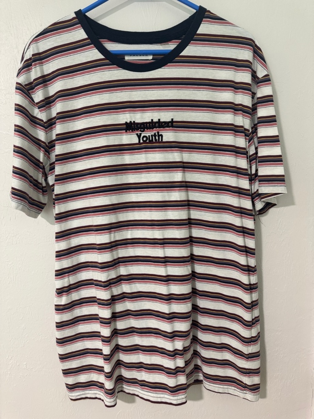 PacSun Multicolor Striped Tee with Navy Trim